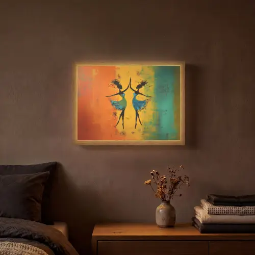 Dansen - Vrouwen - Verfstructuur Light Box met batterij (Wandlamp) middel -sfeer4