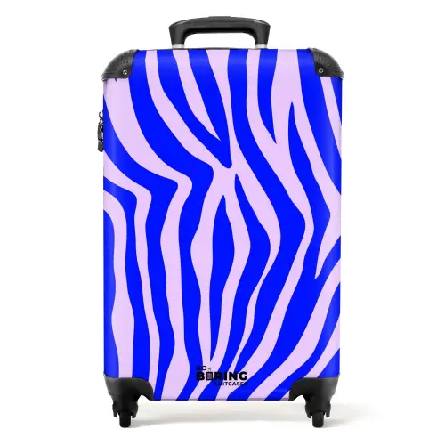 Zebrapatroon blauw en lila NBS - Handbagage koffer - Kinderen Unisex middel -productfoto_recht