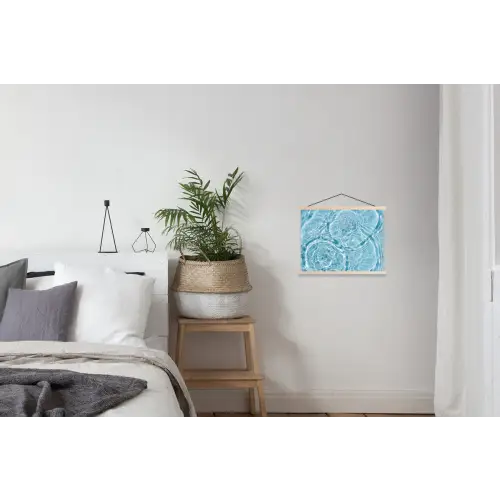 Water - Blauw - bubbels textielposter latten blank klein -woonkamer