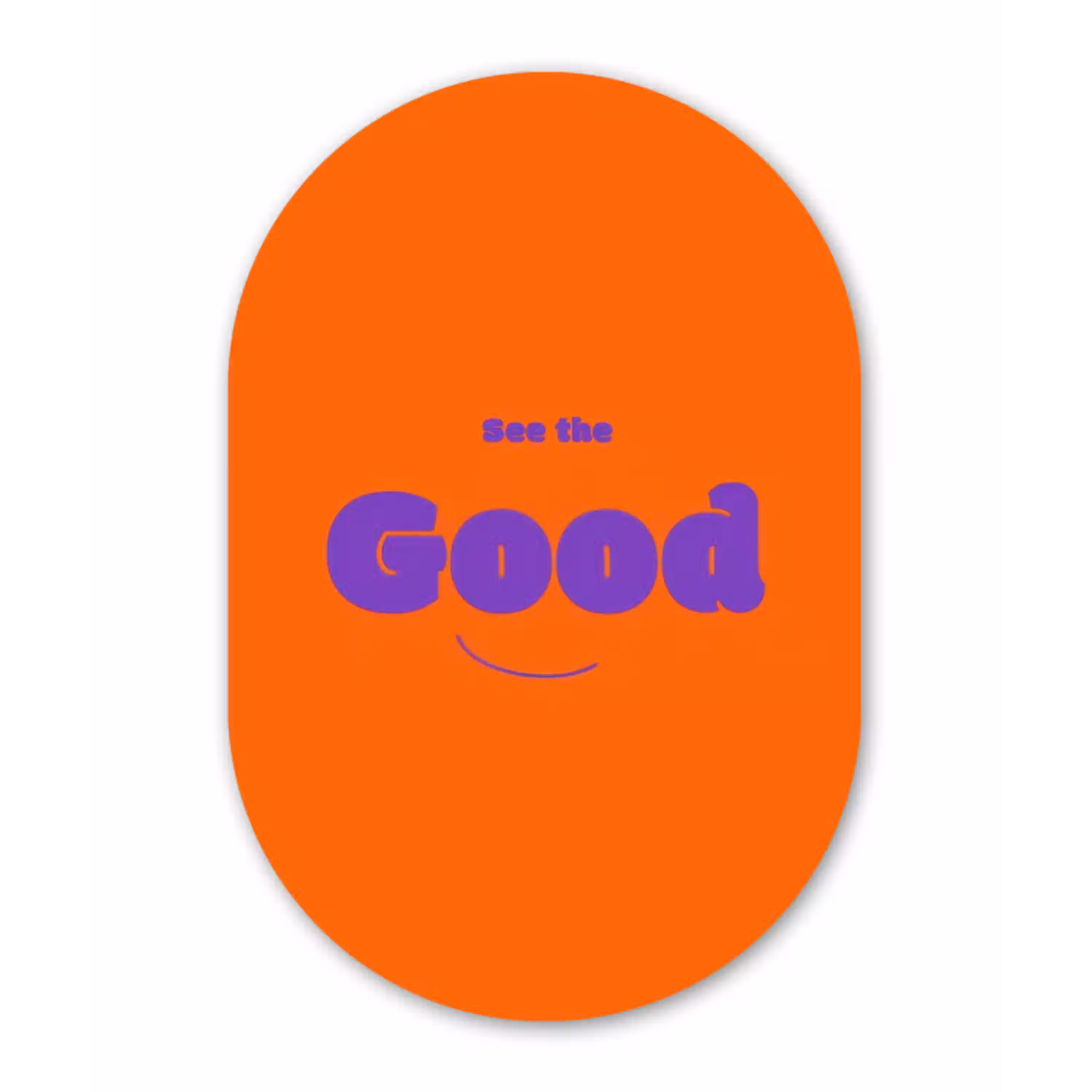 See the good - Paars - Oranje - Smiley Wandcirkel Ovaal Glas middel -3d