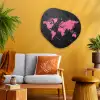 Wereldkaart - Roze - Marmer Wandcirkel Organisch Aluminium middel -sfeer4