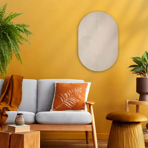 Japandi - Beige - Modern Wandcirkel Ovaal Forex klein -sfeer4