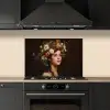 Portret - Vrouw - Bloemen keuken achterwand spatscherm klein -sfeer1
