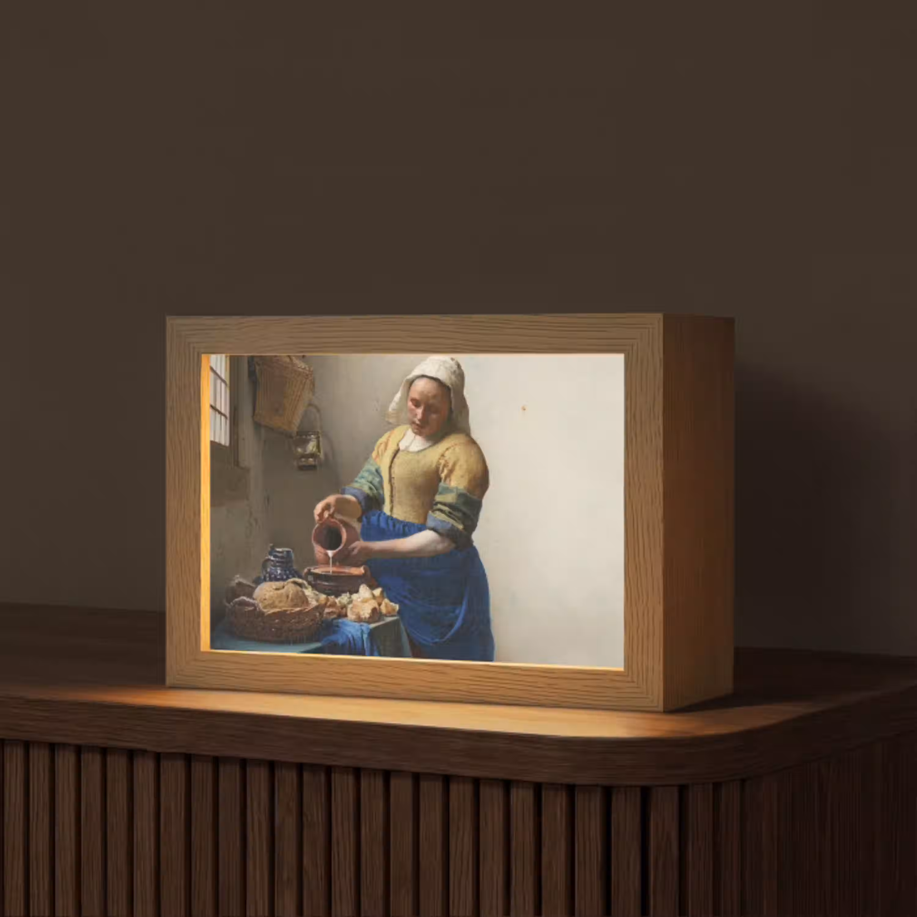 Het melkmeisje - Kunst - Oude meesters - Vermeer Light Box met kabel (Tafellamp) klein -z3d_website