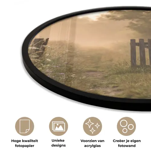 Hek - Natuur - Mist - Veld Fotolijst rond zonder passe partout klein -closeup_NL