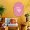 Frambozen - Steel - Getekend - Roze Wandcirkel Ovaal Glas middel -sfeer4