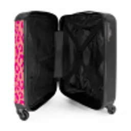 Dierenprints - Panterprint koffer in roze en koraalroze NBS - Handbagage koffer - Unisex middel -binnenkant