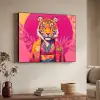Tijger - Kimono - Planten - Roze Textielframe zwart klein -sfeer3
