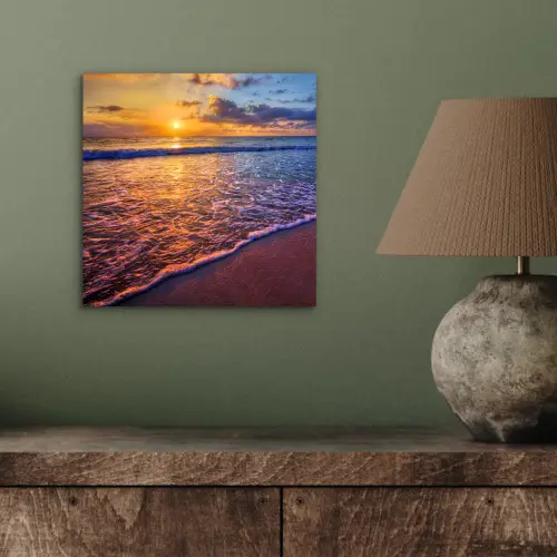 Zee - Strand - Zonsondergang - Wolken - Horizon aluminium wit klein -sfeer2