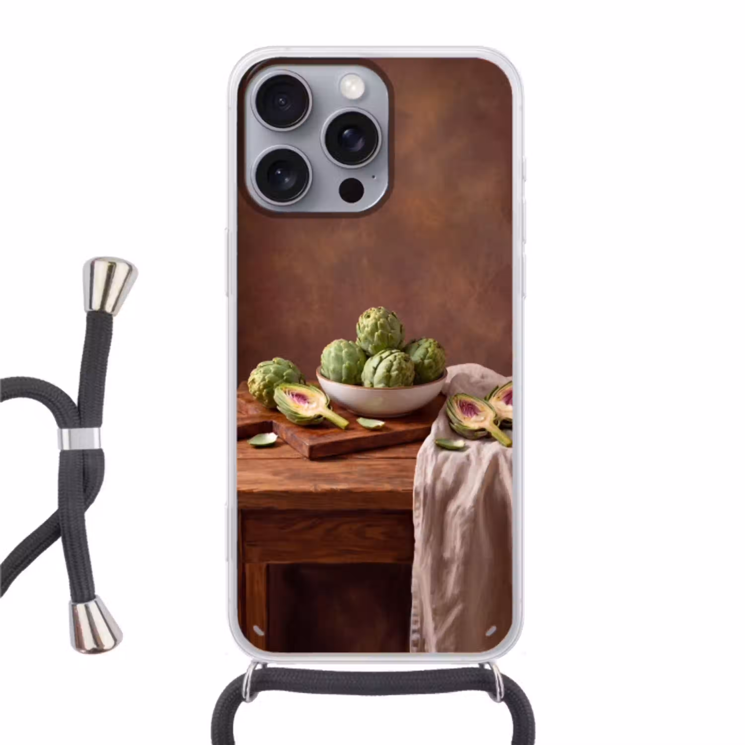 Groenten - Artisjok - Keuken Hoesje iPhone 16 Pro Max met koord klein -3d