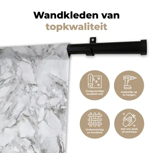 Marmer - Gelaagd - Brekend - Grijsstructuur Wandkleed katoen klein 269 -sfeer2