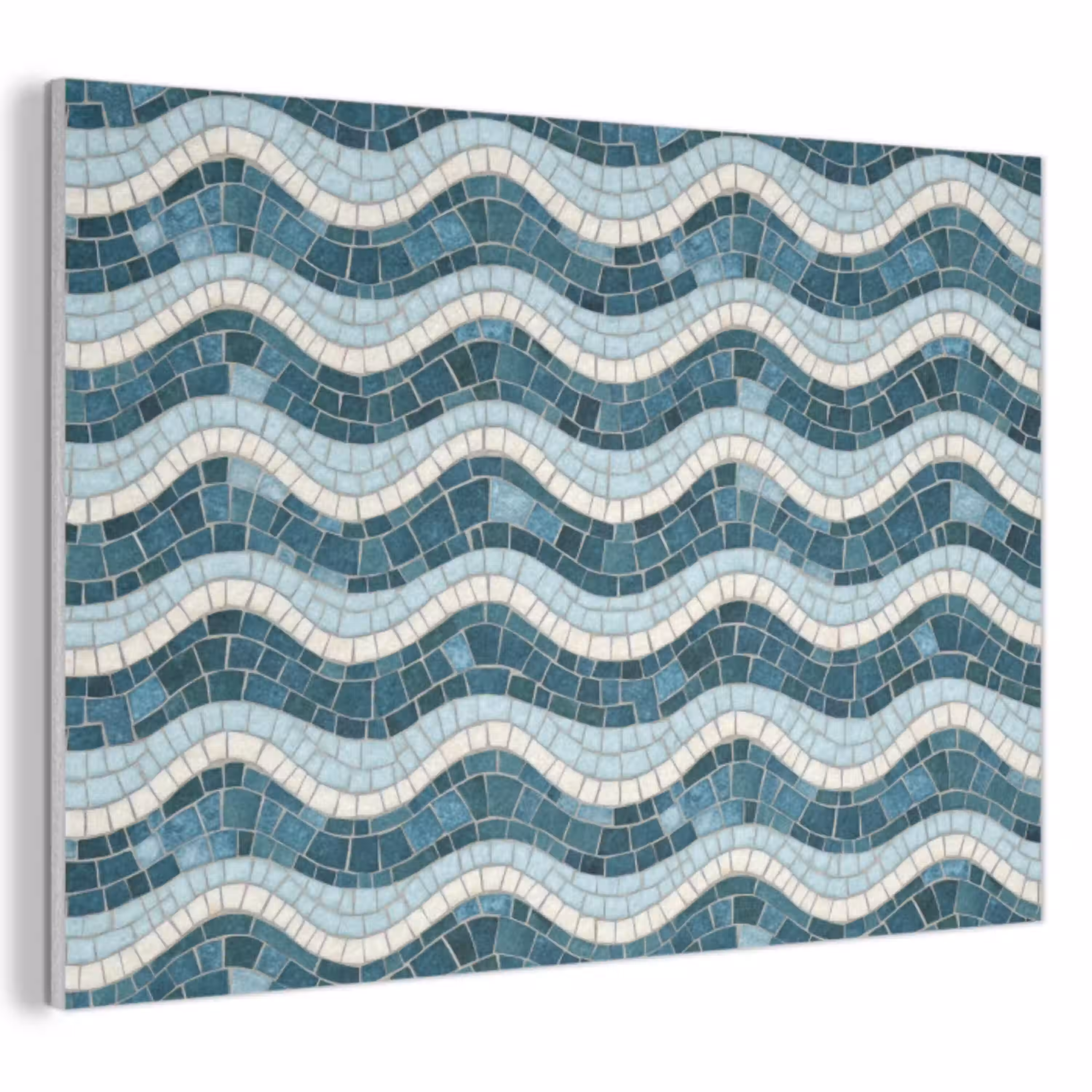 Blauw - Wit - Mozaïek - Golvend PET vilt klein 837 -3d