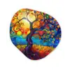 Boom - Zon - Verflook - Kleuren - Abstract Wandcirkel Organisch Forex 3mm klein -3d