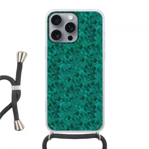 Vloeiend - Olie - Verf - Groen Hoesje iPhone 16 Pro Max met koord klein 804 -3d