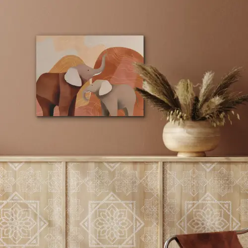 Olifanten - Oranje - Abstract PET vilt klein -sfeer4
