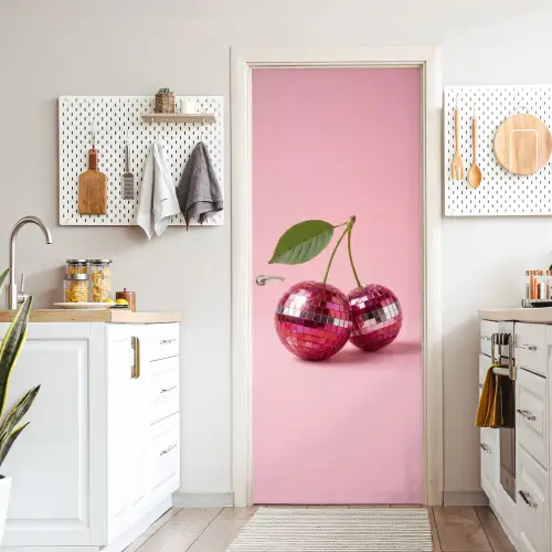 Disco - Kersen - Roze deurposter klein -sfeer5