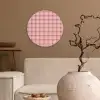 Plaid - Patroon - Gestreept - Roze Wandcirkel plexiglas klein 852 -sfeer1