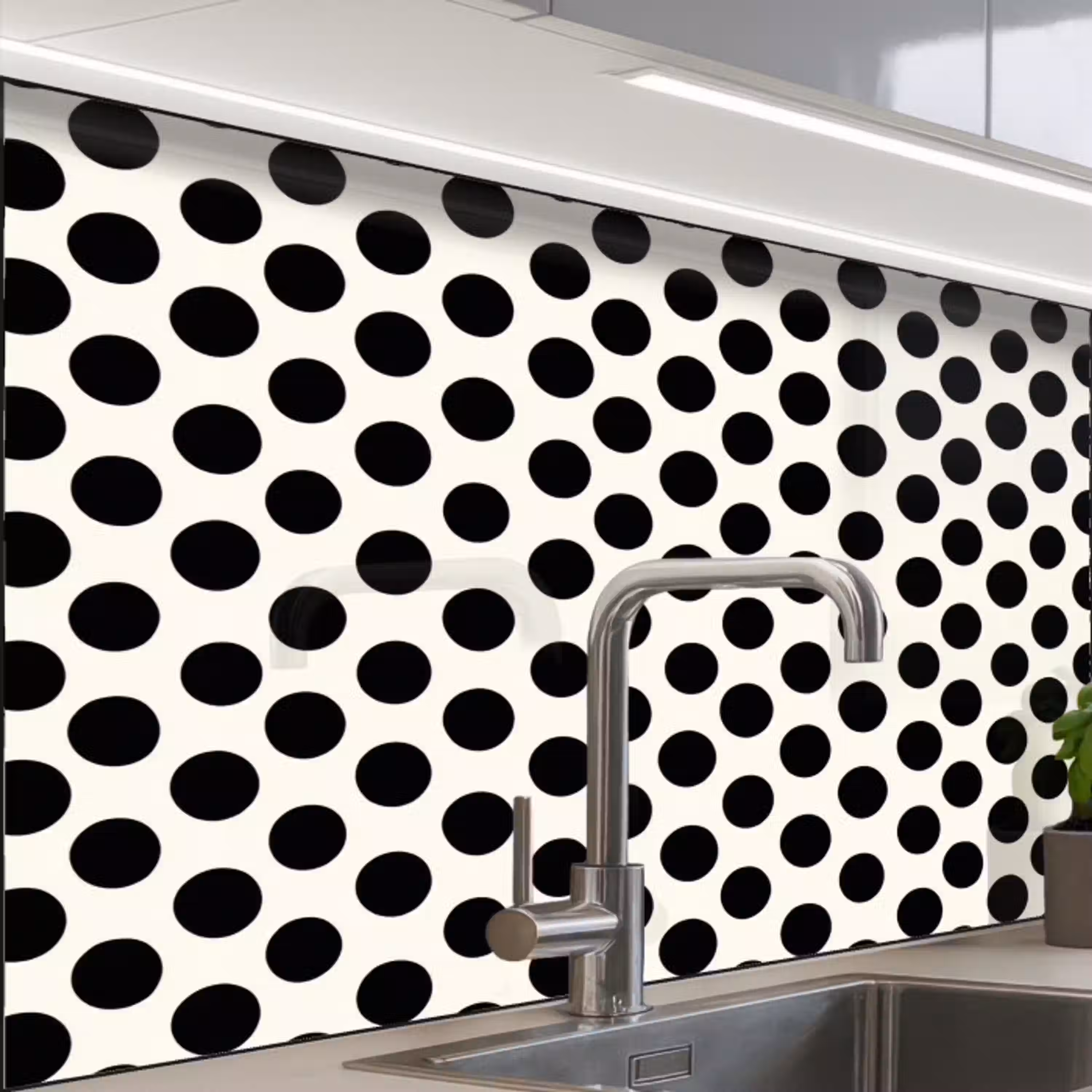 Klassiek - Stippen - Zwart keuken achterwand 2 middel 865 -zzzz3d_schuin