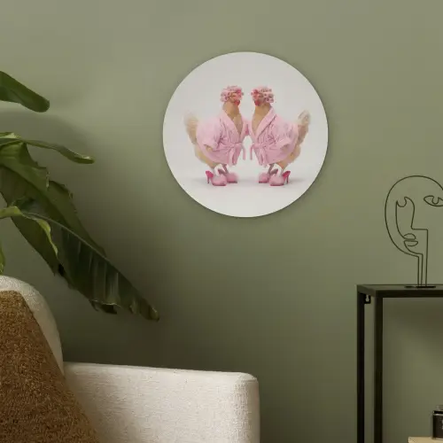 Kippen - Badjas - Krukspelden - Hakken Akoestische PET Vilt - Rond klein -sfeer2