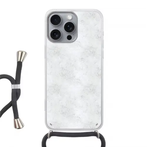 Lichtgrijs - Betonstructuur - Subtiel Hoesje iPhone 16 Pro Max met koord klein 804 -3d