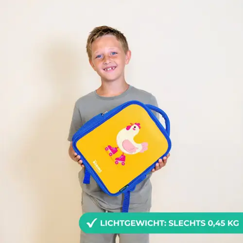 Kip - Rolschaatsen - Geel Kinderrugzak - Blauw middel -sfeer1_NL
