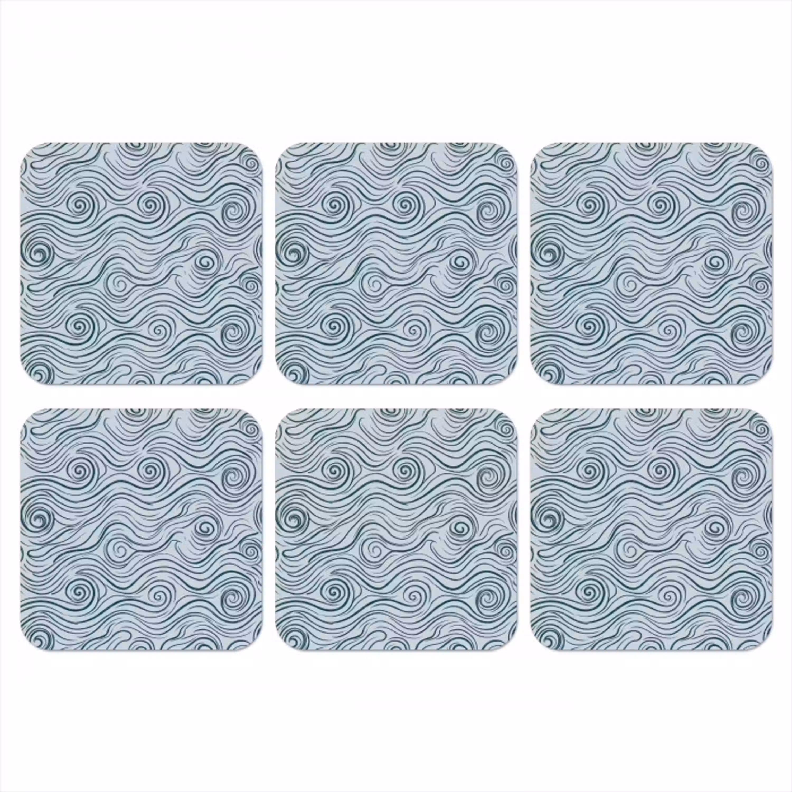 Patroon - Golven - Abstract - Modern - Blauw onderzetter kurk middel -3d
