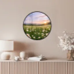 Madelief - Veld - Heuvels - Groen Fotolijst rond zonder passe partout klein -sfeer3