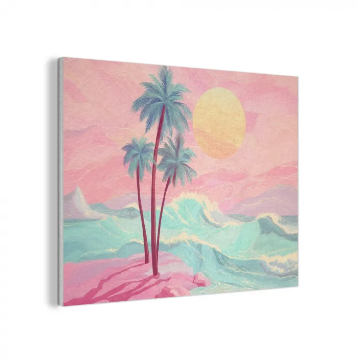 Palmbomen - Golven - Zee PET vilt klein -3d