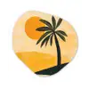 Illustratie - Palmboom - Zon - Heuvels Wandcirkel Organisch Forex 3mm klein -3d