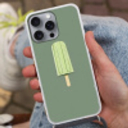 Groen - Waterijsje - Stokje - Illustratie Hoesje iPhone 16 Pro Max met koord klein -sfeer3
