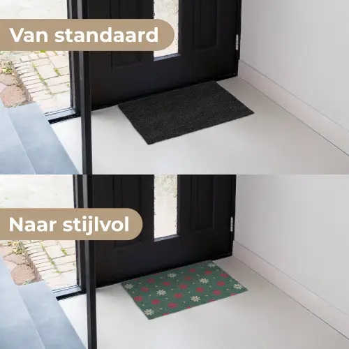 Illustratie - Sneeuwvlokken - Groen Deurmat klein 898 -voor-na_NL