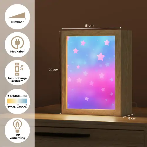 Sterren - Roze - Blauw Light Box met kabel klein -USP_NL