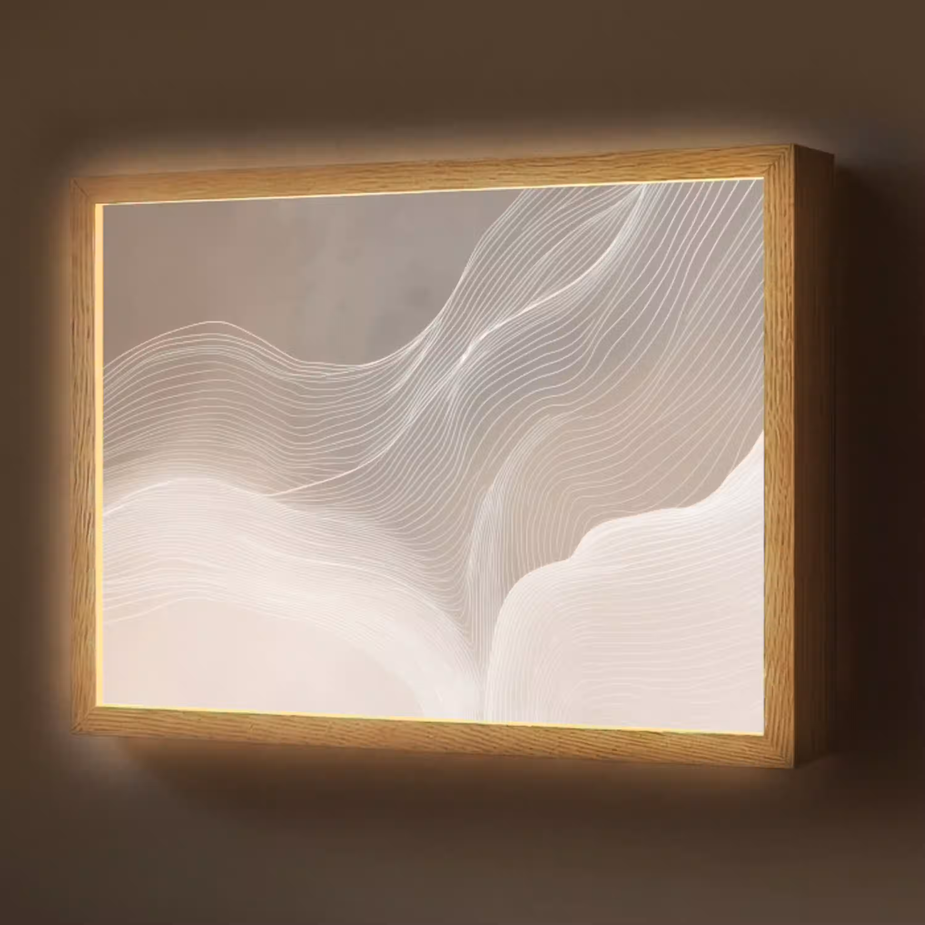 Golvende lijnen - Luchtstromen - Harmonieus Light Box met batterij (Wandlamp) middel -z3d_website