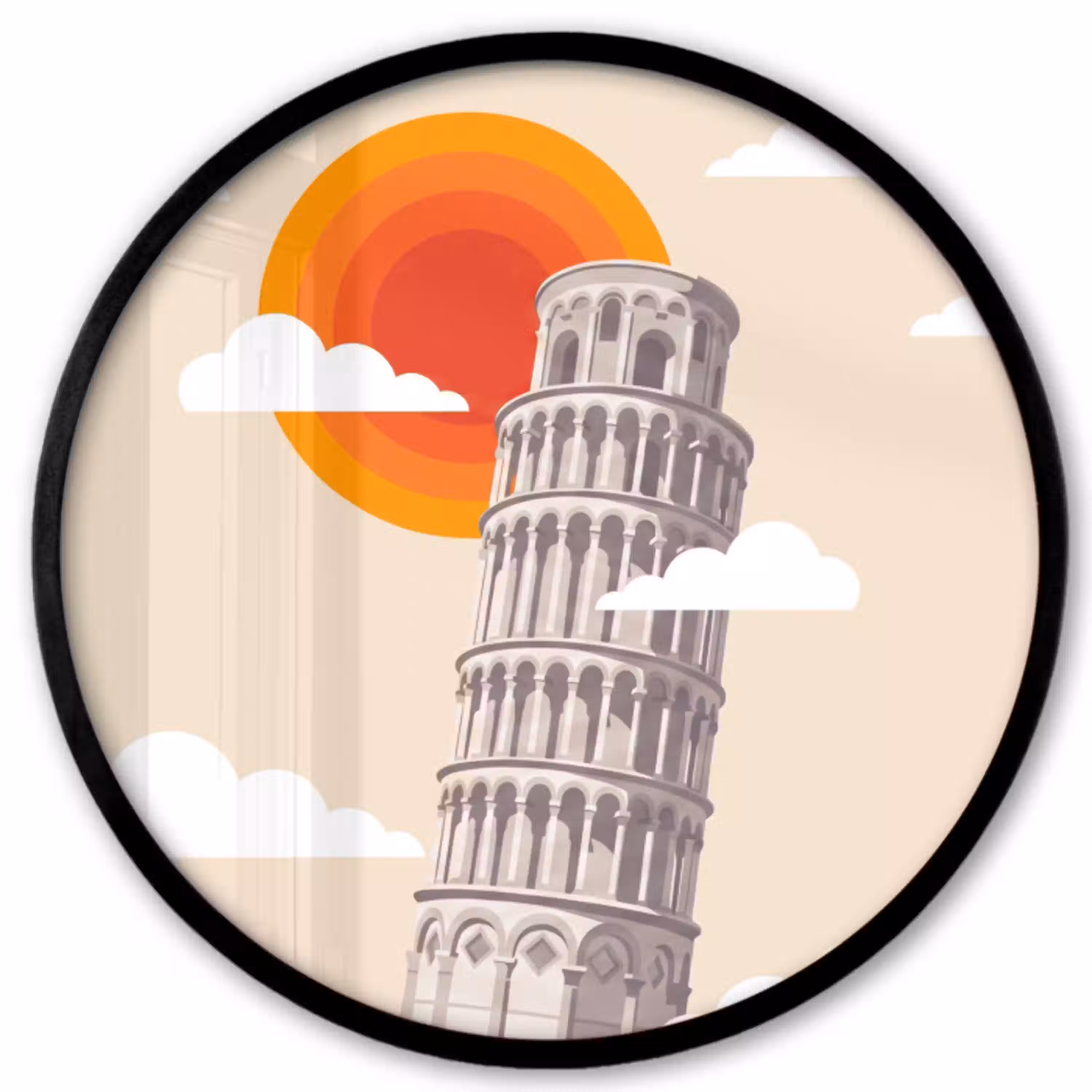 Toren - Pisa - Architectuur - Minimalistisch - Beige Fotolijst rond zonder passe partout klein -3d