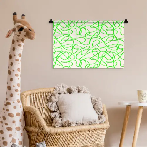 Groen - Lijnen - Abstract - Neon Wandkleed katoen klein 269 -wsfeer5_kind