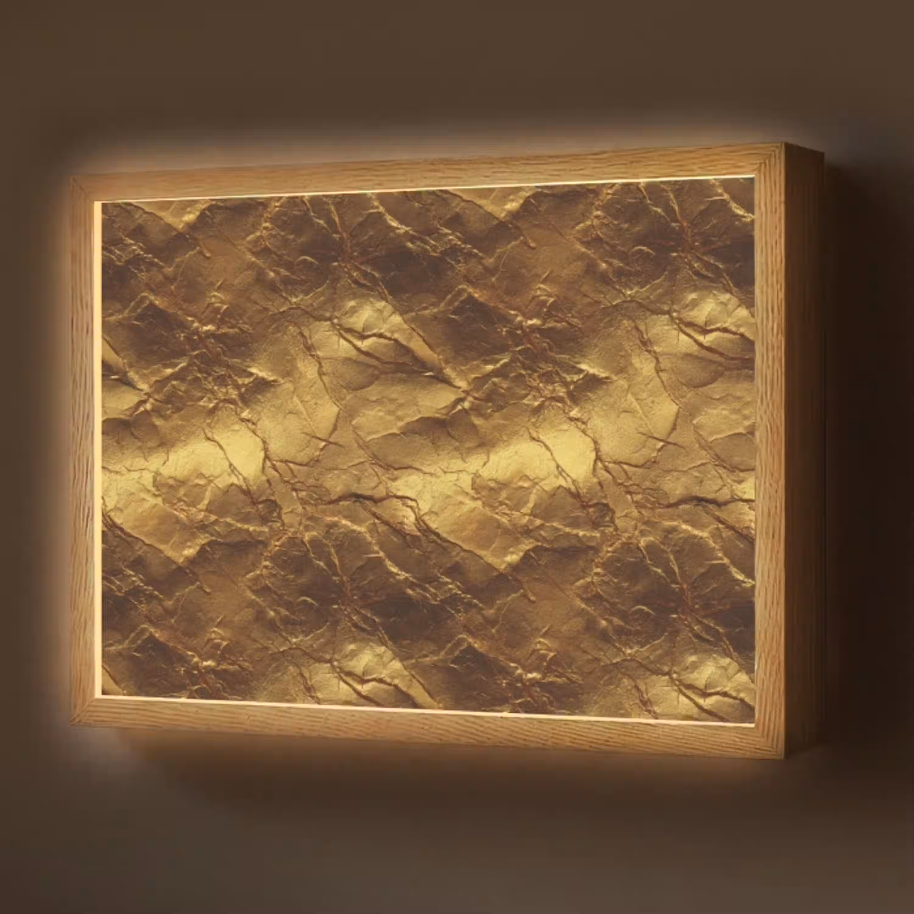 Bladgoud - Textuur  - Goud Light Box met batterij (Wandlamp) middel 907 -z3d_website