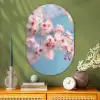 Takken - Bloesems - Roze Wandcirkel Ovaal Glas middel -sfeer2