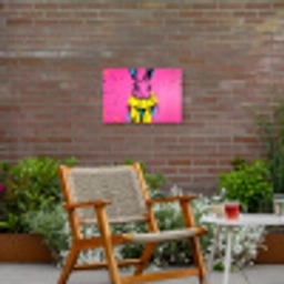 Konijn - Felroze - Sjaal - Abstract Tuinposter op houten frame 2 cm dik klein -sfeer3