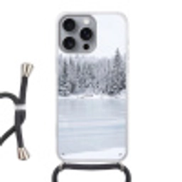 Meer - Dennen - IJs - Winter - Rustgevend Hoesje iPhone 16 Pro Max met koord klein -3d