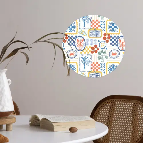 Zee - Sfeer - Tomaat -  Mozaïek Wandcirkel behangsticker klein 186 -sfeer3