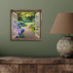 Doorkijk - Tuin - Raam - Hortensia - Bloemen aluminium wit klein -sfeer2