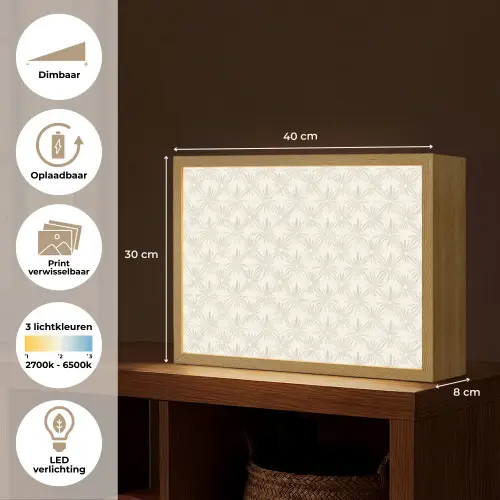 Patroon - Bloemen - Beige Light Box met batterij (Wandlamp) middel 907 -USP_websiteoverzichtNL