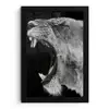 Dieren - Leeuw - Zwart - Wit - Portret fotolijst zwart zonder passe partout klein -3d