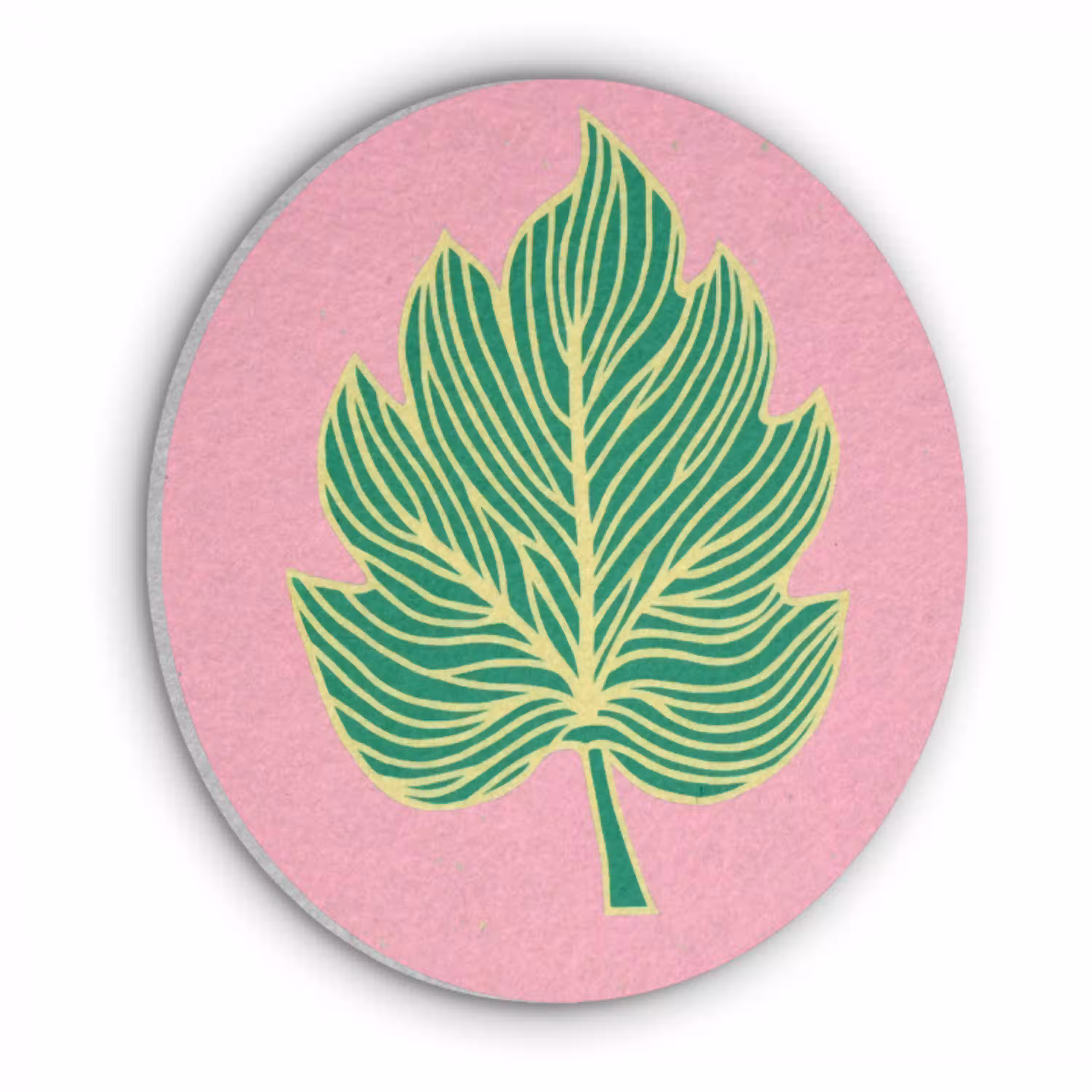 Blad - Groen - Illustratie - Minimalistisch Akoestische PET Vilt - Rond klein -3d