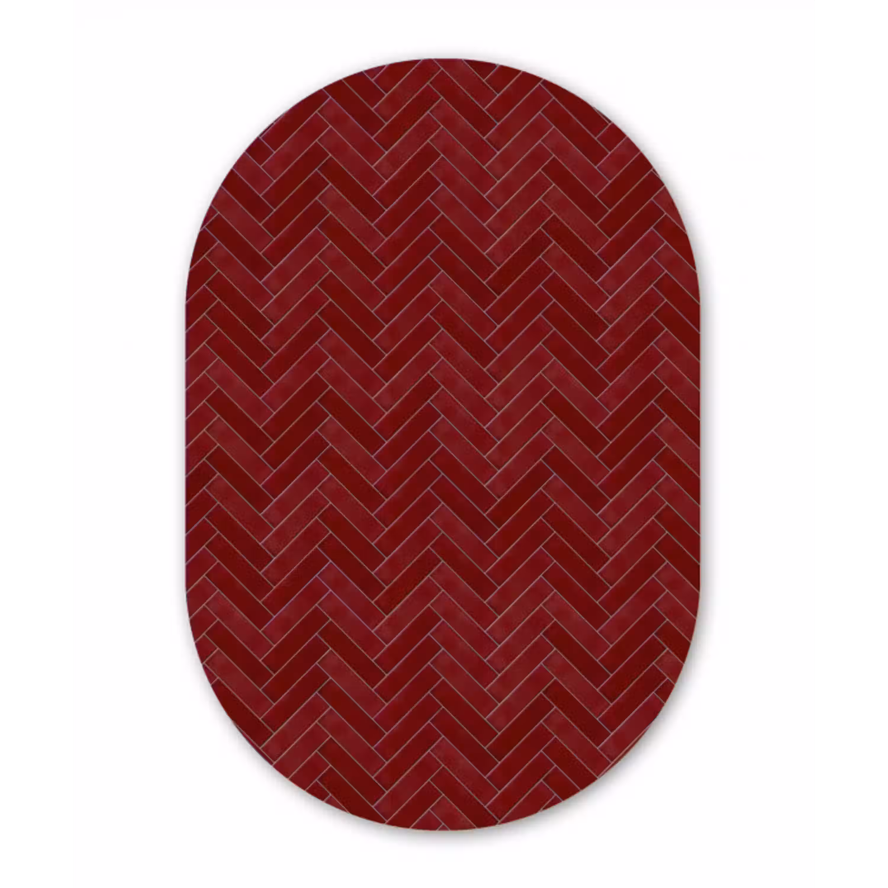 Visgraat - Wandtegel - Bordeaux - Rood Wandcirkel Ovaal Aluminium middel 839 -3d