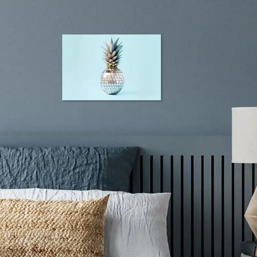 Blauw - Ananas - Disco - Discobal poster papier klein -sfeer2
