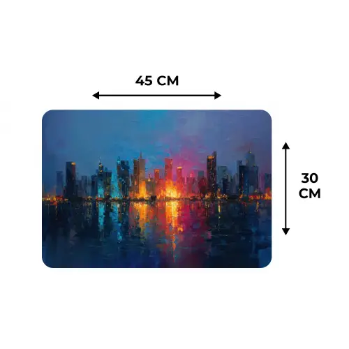 Skyline - Penseelstreken - Donkerblauw - Lichtgevend Placemat vinyl groot -specs