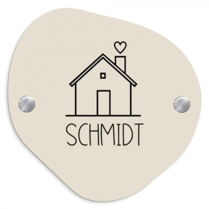 Huis illustratie - Modern Naambord Organisch middel -3d