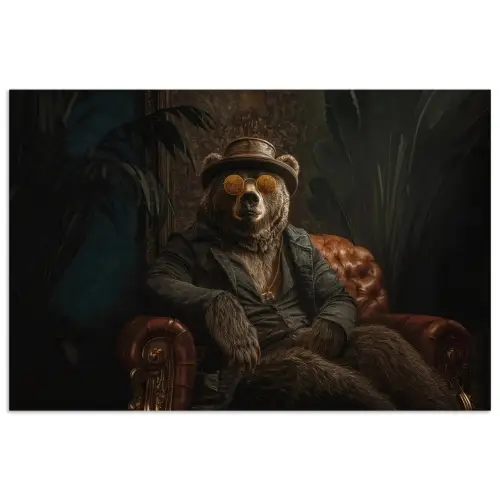 Beer - Bruin - Pak - Hoed poster papier klein -3d