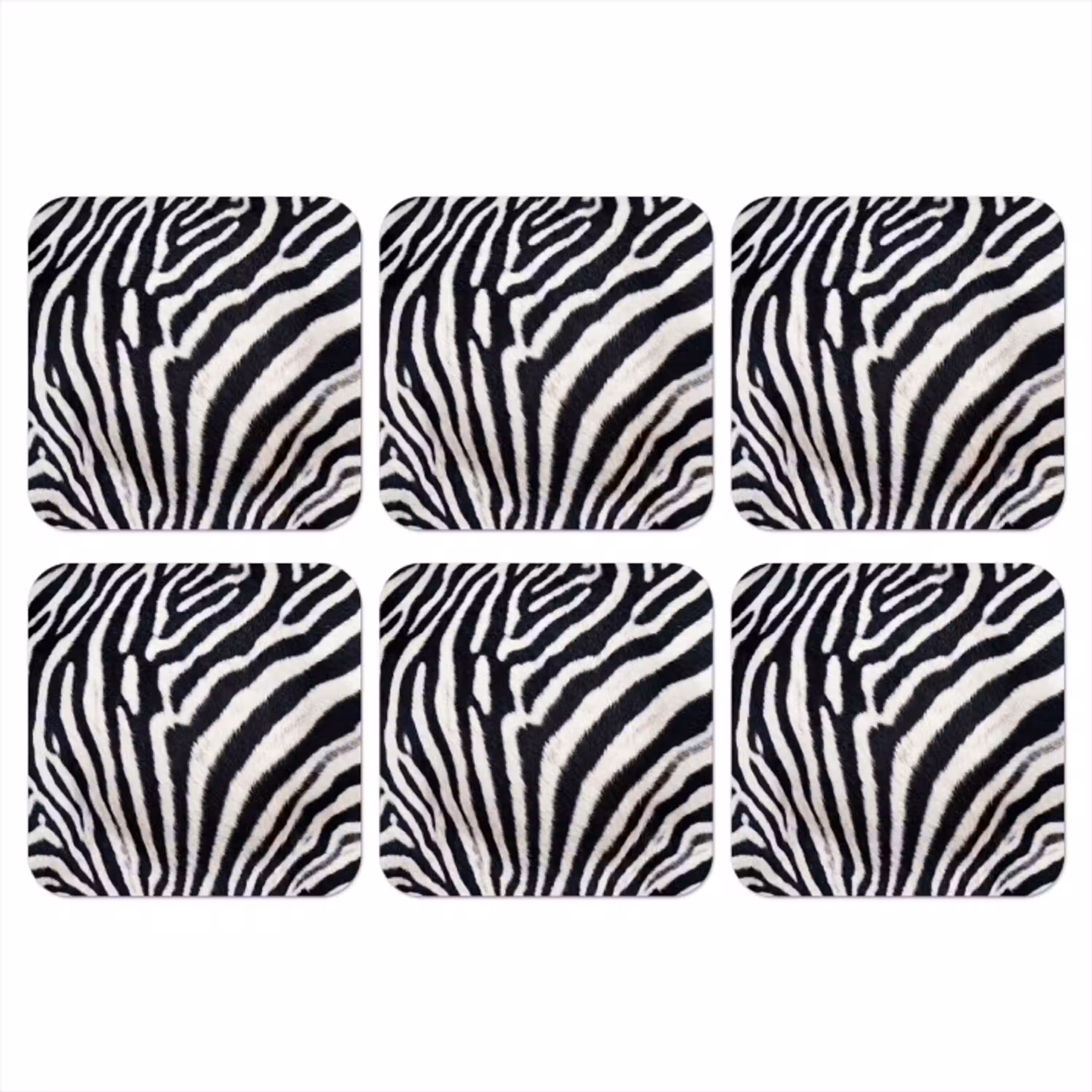 Zebra - Vacht - Klassiek - Zwart - Wit onderzetter kurk middel -3d